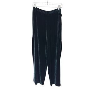 Eileen Fisher Pants Black Relaxed Velvet Dressy Pull On Stretch Lagenlook Medium